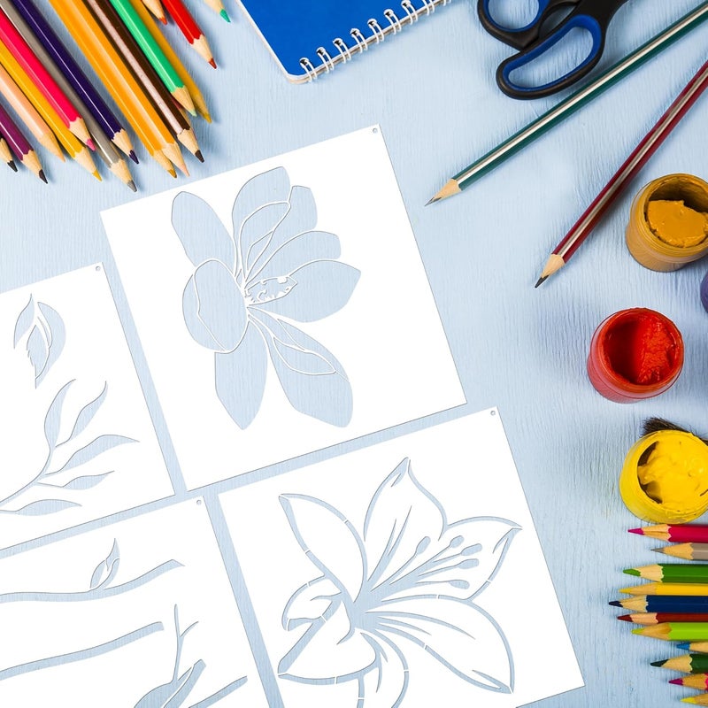Keluna Large Flower Stencils for Painting - Lotus Iris Lily Giant Flower Stencils Template Garden Wood Fence Fabric Craft - Image 2